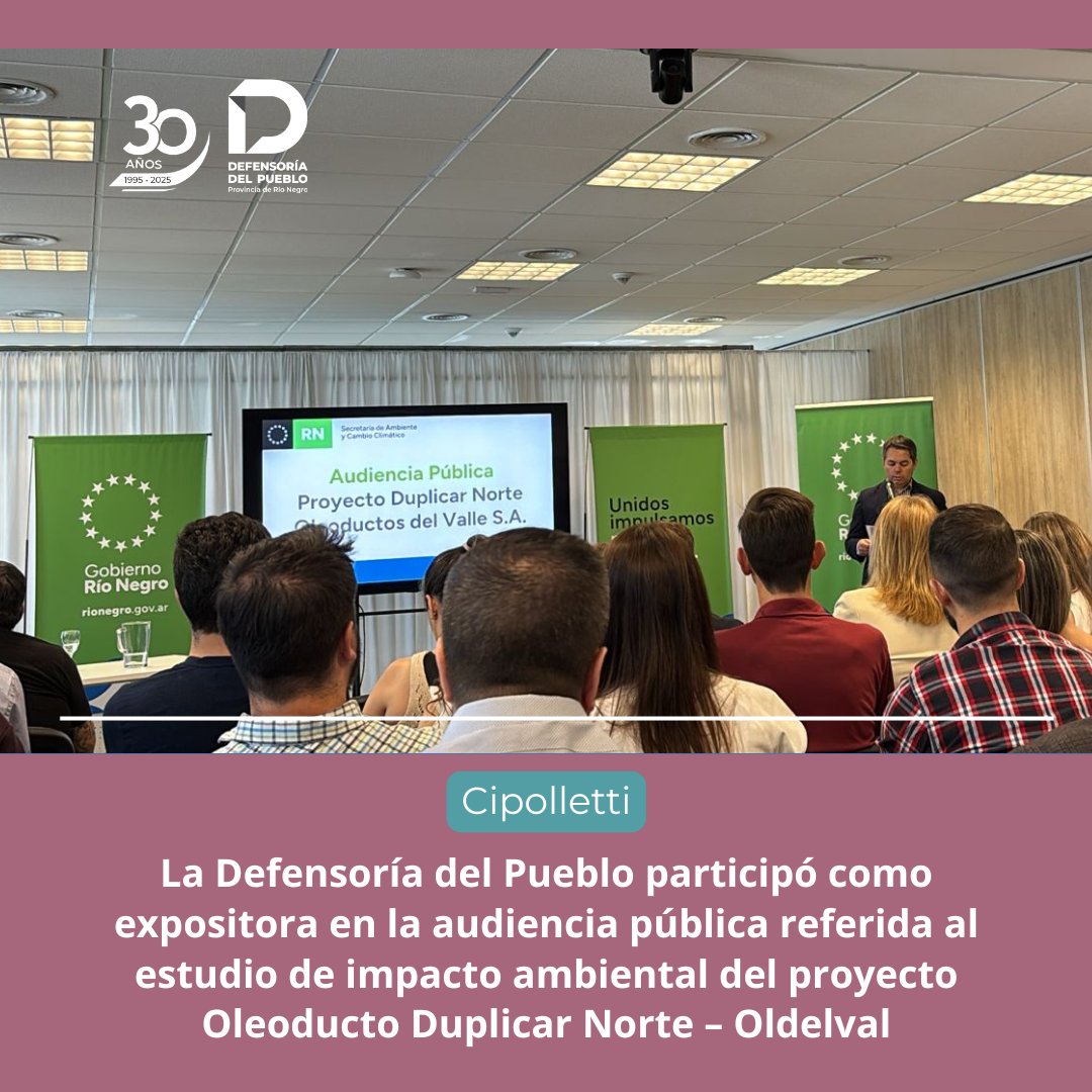 DPRioNegro's tweet photo. Audiencia Pública: proyecto Oleoducto Duplicar Norte – Oldelval

La Defensoría sugirió extremar los recaudos de control del estricto cumplimiento y efectividad de las medidas de mitigación y compensación proyectadas, con total transparencia y detalle

🔗 https://t.co/UbJZa0Gmeq https://t.co/7XyA8OQ3UT