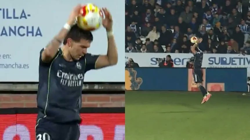 CholilaOnlive's tweet image. ⚽ Franco Mastantuono genera polémica por agarrar el balón con las manos.

❗En su regreso como titular, el volante argentino del Real Madrid protagonizó un gesto insólito que desató críticas y reclamos.

📎 cholila online 

#Deportes #realmadrid #FrancoMastantuono #polemica…