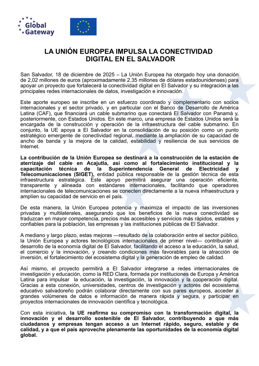 Unión Europea en El Salvador tweet media