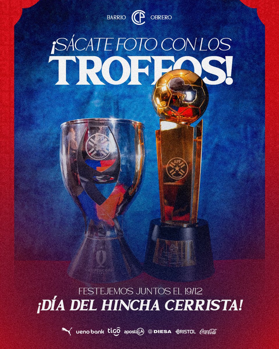 CCP1912oficial's tweet photo. 𝑉𝑒𝑛𝑖 𝑎 𝐵𝑎𝑟𝑟𝑖𝑜 𝑂𝑏𝑟𝑒𝑟𝑜 𝑎 𝑐𝑜𝑛𝑜𝑐𝑒𝑟 𝑒𝑠𝑡𝑎 𝑙𝑜𝑐𝑢𝑟𝑎… 🎶🔵🔴

Por el 𝐃í𝐚 𝐝𝐞𝐥 𝐇𝐢𝐧𝐜𝐡𝐚 𝐂𝐞𝐫𝐫𝐢𝐬𝐭𝐚 vení mañana 𝟏𝟗/𝟏𝟐 al ueno La Nueva Olla desde las 15 hasta las 18h, recorre el Estadio y sacate fotos con la 35 y la Supercopa 🤳🏆

⚠️ Los ingresos se realizarán cada media hora a partir de las 15h