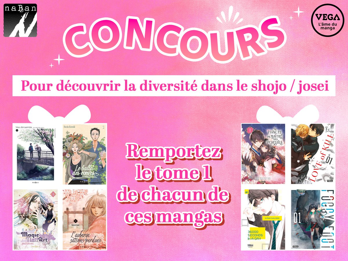 🎁 Calendrier de l’Avent : Jour 18

Le shôjo/josei à l’honneur dans un concours exceptionnel pour remporter le tome 1 de très belles séries !

Pour participer :
👉 Retweetez ce post
👉 Suivez <a href="/vegalivres/">VEGA</a> et <a href="/NabanEditions/">naBan Editions</a> 

Tirage au sort à partir du 26 décembre 2025