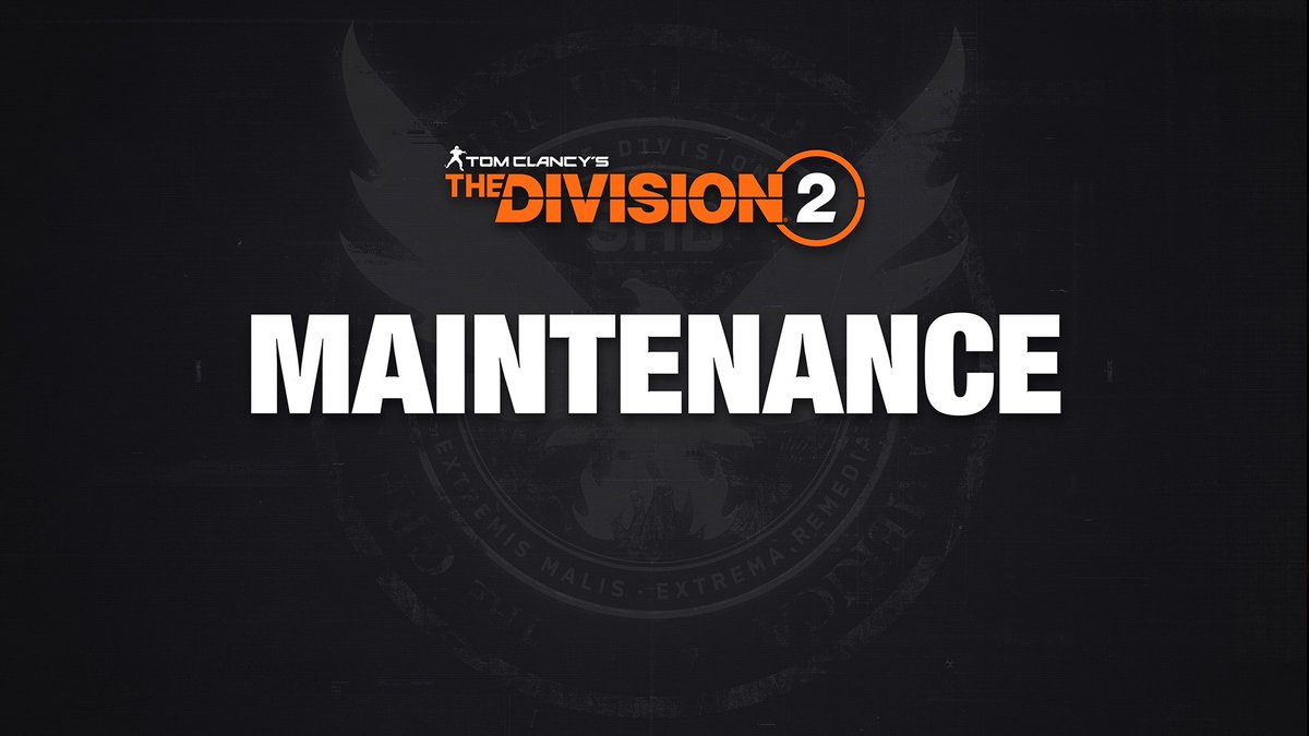 #TheDivision2 maintenance alert!
📅 Friday, December 19
🕐 9:30 AM CET, 3:30 AM ET, 12:30 AM PT
⏳ Estimated downtime is 5 hours
 
This maintenance is to improve server stability. 
 
We are aware of issues affecting the UI of the Winter Event Apparel Caches opening. You can