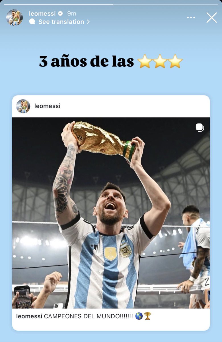 📲 𝗡𝗘𝗪: Messi (IG): “3 years ago 🌟🌟🌟”