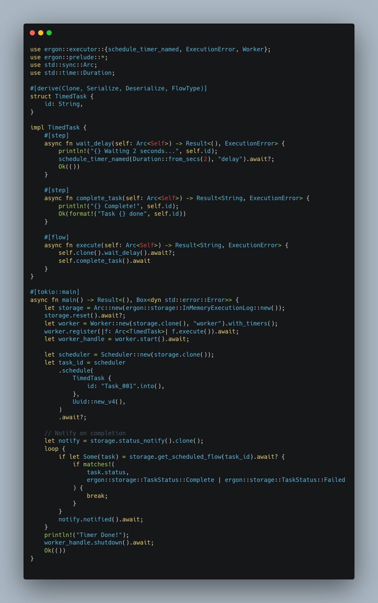rychinex's tweet image. Has support for durable timers, abstraction for storage backends