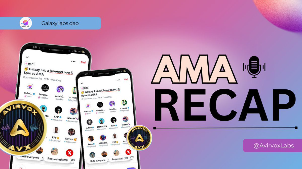 Galaxylabss's tweet photo. 🎙 Galaxy Labs x Avirvox Labs 𝕏 Spaces AMA Recap 
 
⏰  @AvirvoxLabs joined Galaxy Labs AMA on Dec 12 to talk tech and innovation.

• For a detailed recap of the session, visit:-
🎙 XSpaces Recap:- https://t.co/9kPh1VmNbr
✅ YouTube Recap:- https://t.co/7SZNdvdqQv

#AMA #AmaRecap