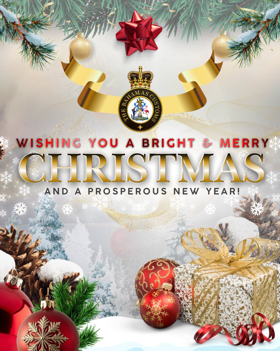 Season’s greetings from The Bahamas Customs &amp; Excise Department! 🎄✨

Wishing our community and visitors a bright, merry Christmas and a prosperous New Year. Thank you for your continued partnership—enjoy the warmth of the season! 🇧🇸

#BahamasCustoms #Christmas2025 #TheBahamas