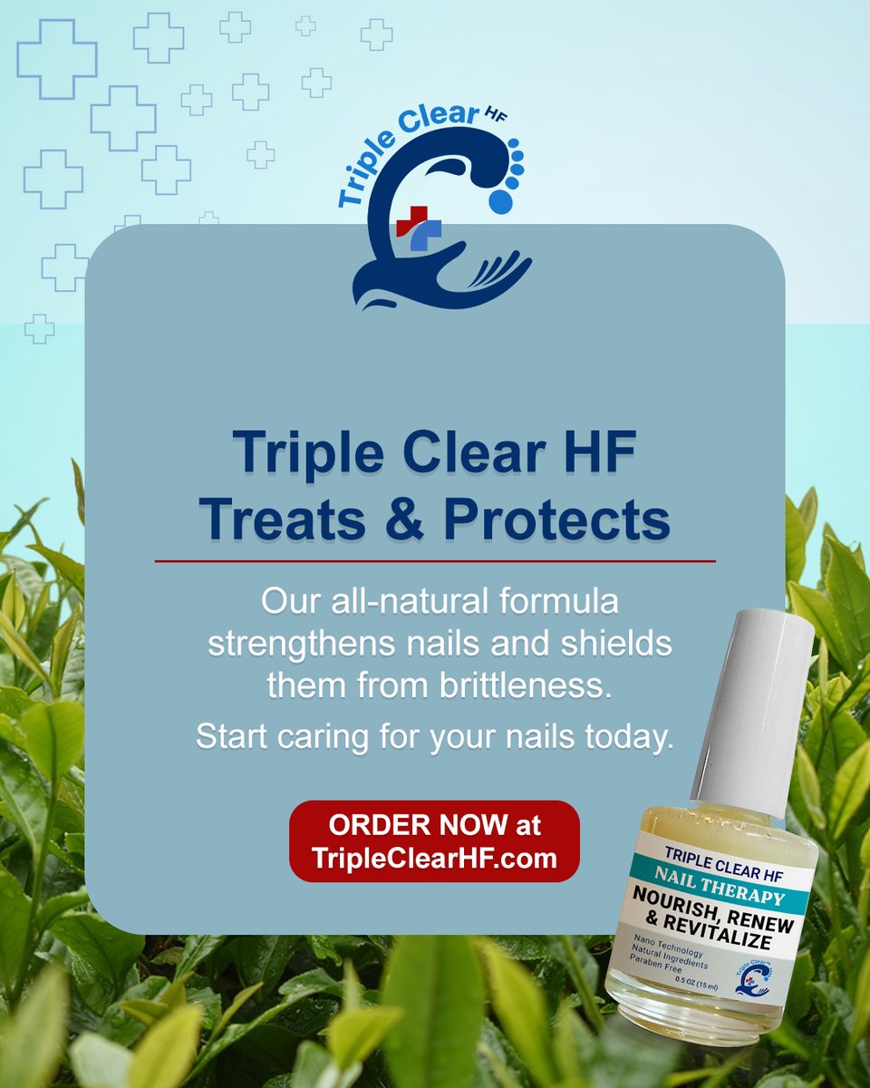 TripleClearHF's tweet image. Hormone shifts can leave nails dry, brittle, or slow-growing.

Triple Clear HF treats and protects nails, supporting strength, shine, and resilience through natural changes.

Strengthen your nails today: TripleClearHF.com

 #TripleClearHF #NailCare