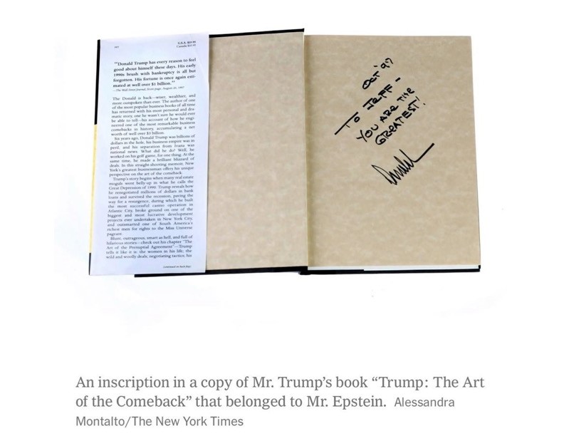 ProjectLincoln's tweet photo. "TO JEFF — YOU ARE THE GREATEST!" - Donald Trump, 1997 https://t.co/92n6g4uco6