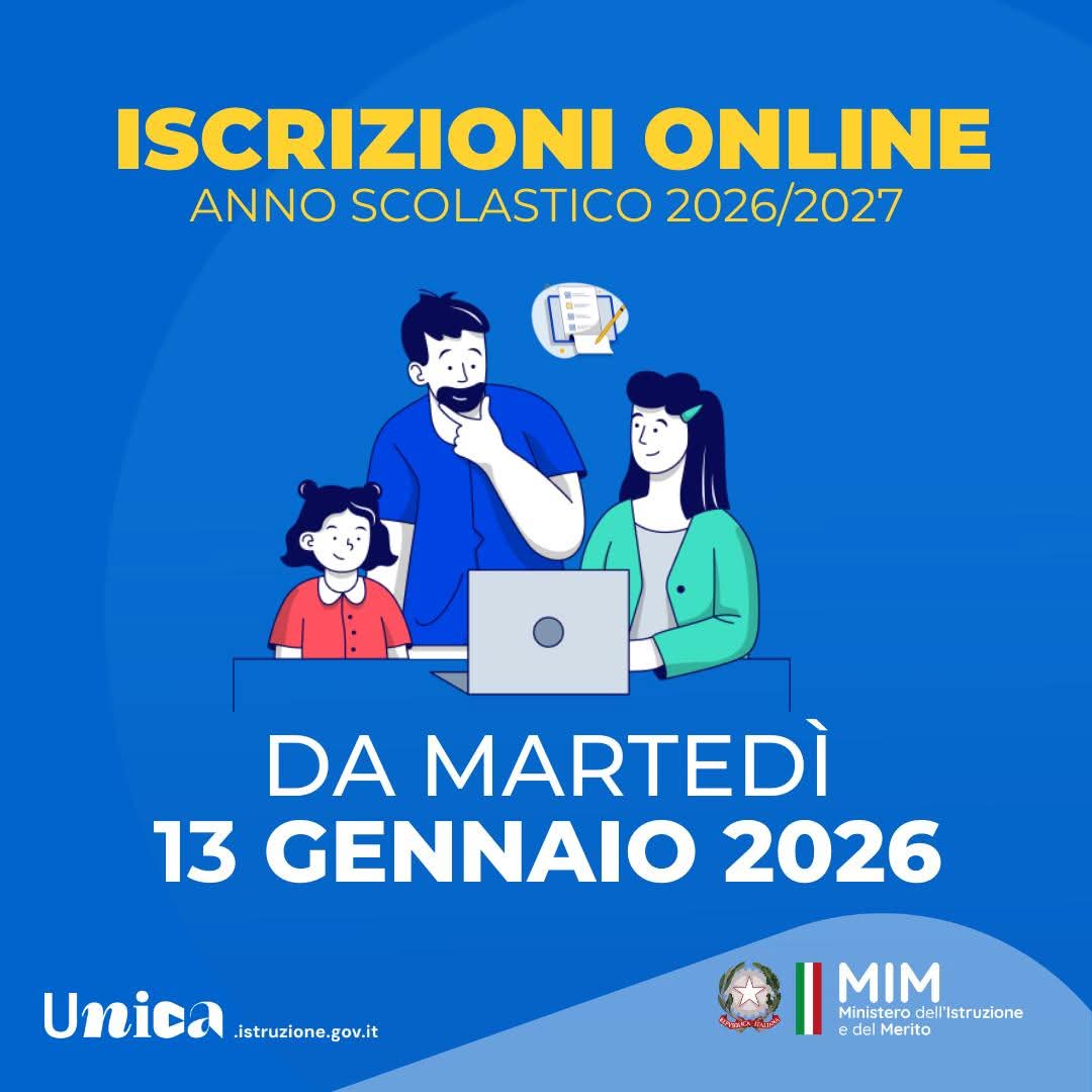 📣 Dal 13 gennaio al 14 febbraio 2026 saranno aperte le #iscrizioni alle prime classi per l'anno scolastico 2026/2027.

👩‍💻Le domande per il I e il II ciclo di istruzione potranno essere presentate online, attraverso la piattaforma #Unica ▶️ unica.istruzione.gov.it/it/orientament…
