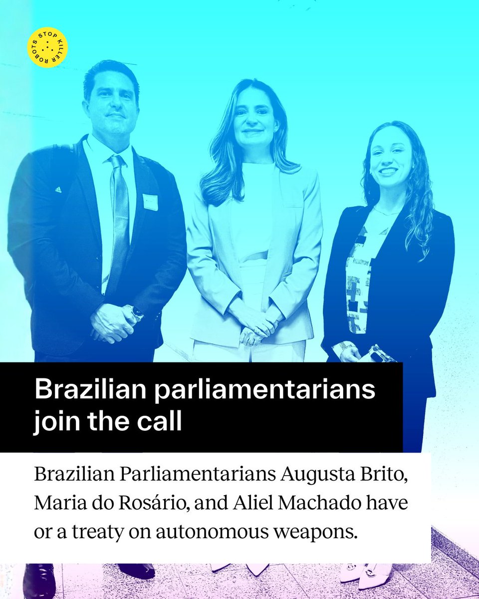 BanKillerRobots's tweet photo. 👏 Great news from Brazil - congratulations to campaigners at @Dhesarmebr for their work getting more parliamentarians to join the call to #StopKillerRobots

📩 use our template form to get your local rep involved: https://t.co/pcasQp5LRa https://t.co/LE26Kkr48B
