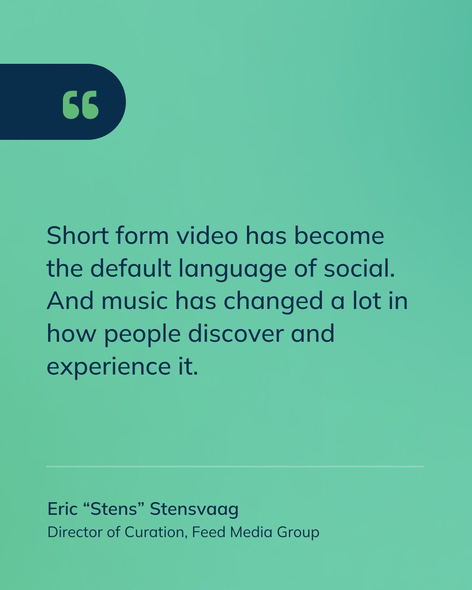 In this new Inside Music Curation episode, Eric “Stens” Stensvaag says, “Short form video has become the default language of social. And music has changed a lot in how people discover and experience it.”

hubs.li/Q03Y5wXv0