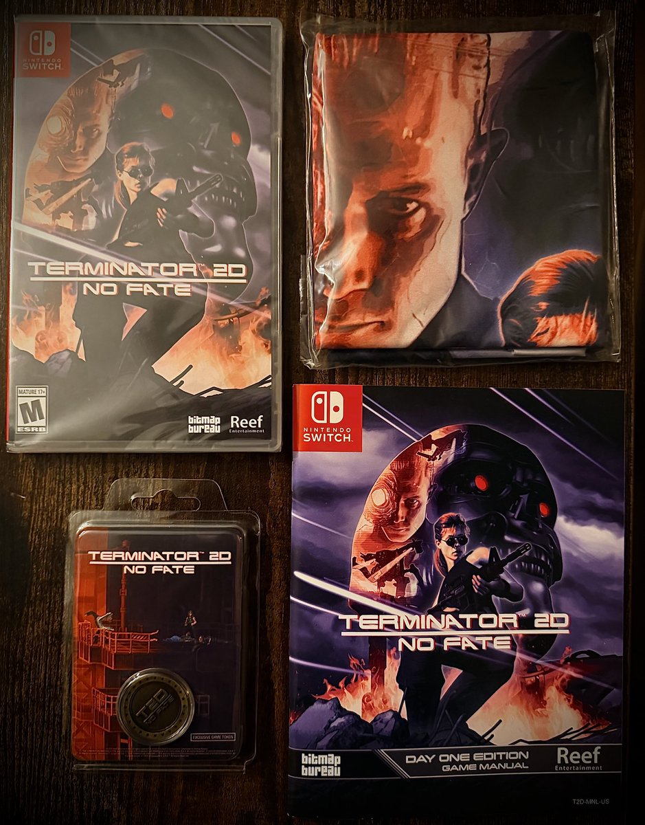 Mike_AKD's tweet photo. I was worried the price was too high, but, really, this is one of the coolest SE boxes I’ve bought. The cloth poster is so 🔥 Love the coin too. Oh, and the game slaps hard.
#Terminator2D #NoFate #Terminator #T2NoFate #PhysicalGames #SwitchPhysical @BitmapBureau @Reef_Games https://t.co/67mtrPHc1e
