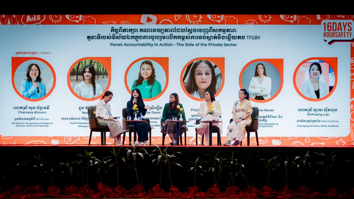 christinearab's tweet image. ✨Taking a Stand for Digital Safety: A Call for Collective Action!

On 10 December, Human Rights Day, the Ministry of Women’s Affairs, together with @UNCambodia, convened "Our Safety: National Policy and Private Sector Dialogue on Technology Facilitated Gender-Based Violence" as…
