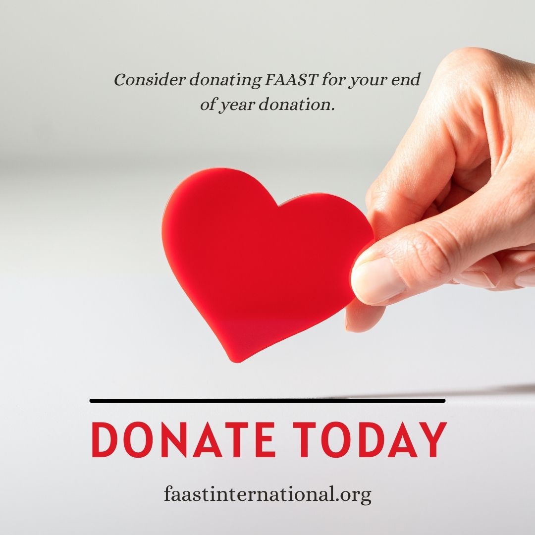 FAASTIntl's tweet image. Are you considering doing an end-of-year tax donation? Consider giving to FAAST, and help us continue our work of educating aftercare workers, communities, and congregations. Donate today at faastinternational.org