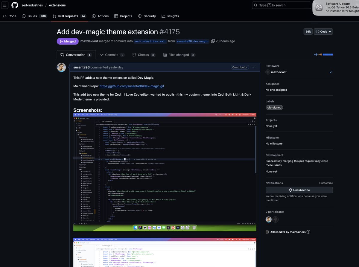 susantaChak's tweet photo. Published my first Zed Editor Theme !! 

Do check out Extensions within Zed Editor.

Do let me know, what I can improve on it. https://t.co/59hSS88VMo
