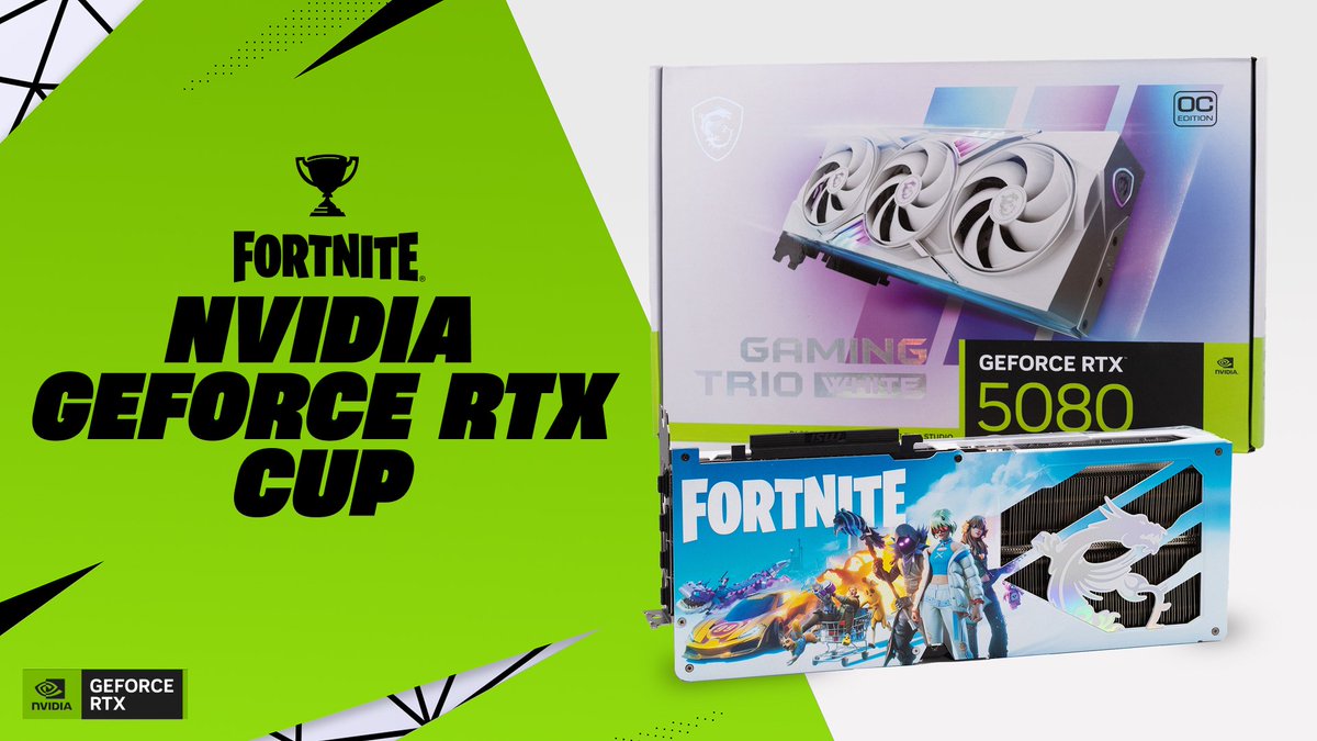 fn_greenfox's tweet photo. ▰▰ 新競技イベント : Nvidiaカップ ▰▰

📅2025年12月21日 午後6時～午後9時
🎮対象モード : ソロ バトルロイヤル

👑賞品・賞金
📌トップ1 : GeForce RTX 5080
📌8ポイント : バックアクセサリー「ジャンクガジェット」

#フォートナイト https://t.co/XUUHbFq30N