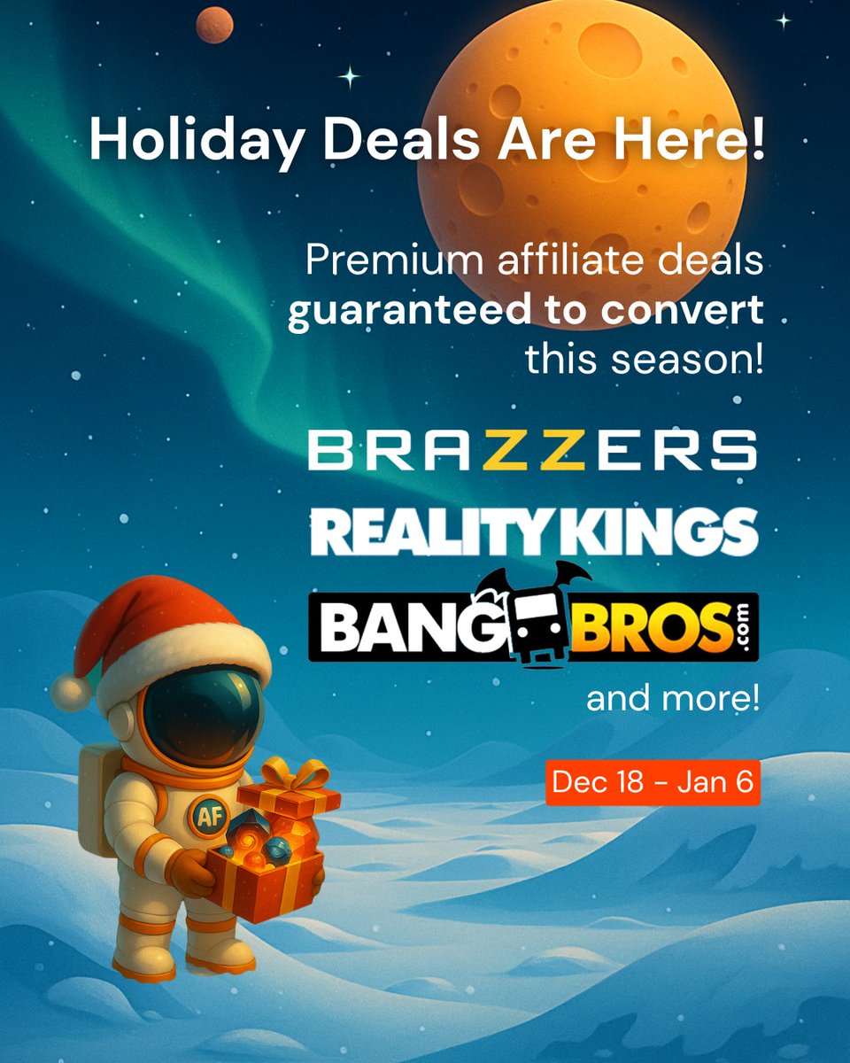 'Tis the season to be making money! 💲

Santa came early this year with Holiday deals in time to help affiliates earn EXTRA income during the season of giving. 🎅🏻💰

Don’t miss out on this money-making opportunity. Login, grab your links, and start promoting today!