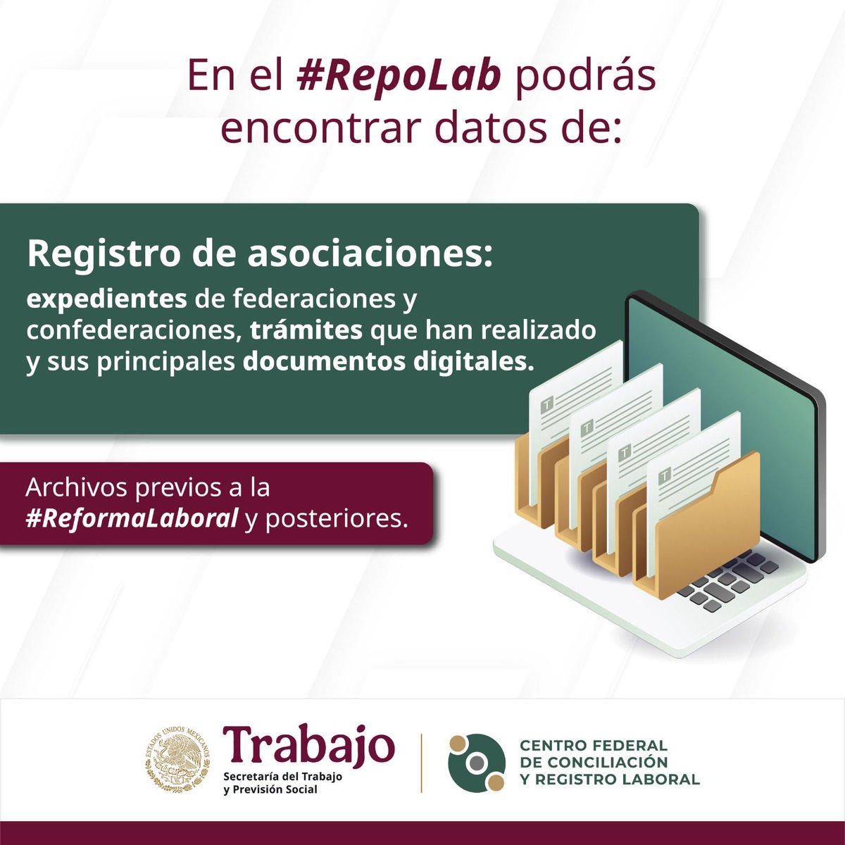 Centrofcrl's tweet photo. 📂 ¿Buscas información sobre asociaciones sindicales?
En el #RepoLab encontrarás:
✅ Expedientes de federaciones y confederaciones
✅ Trámites realizados
✅ Documentos digitales
✅ Archivos antes y después de la #ReformaLaboral
🔍 ¡Consulta abierta, transparente y accesible! https://t.co/bfpcjfMfaK