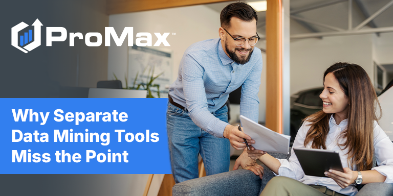 ProMaxUnlimited's tweet photo. Many dealerships invest in standalone data mining expecting insights, but without context those tools miss opportunities in your CRM.

Greg Becker explains why integrated tools align with your actual sales process to deliver more actionable results: https://t.co/jxPxVsFwCG https://t.co/i9ZW2P578N