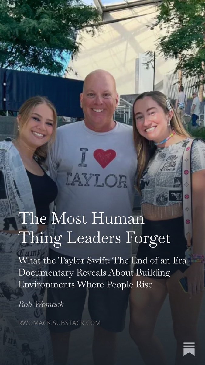 RobWomack's tweet image. The Taylor Swift documentary reminded me that great leadership is architecture. You don’t control the people; you build the room.

My breakdown on the biology of leadership and why you need to be a "Fountain".

#TaylorSwift #Leadership #Culture 

open.substack.com/pub/rwomack/p/…