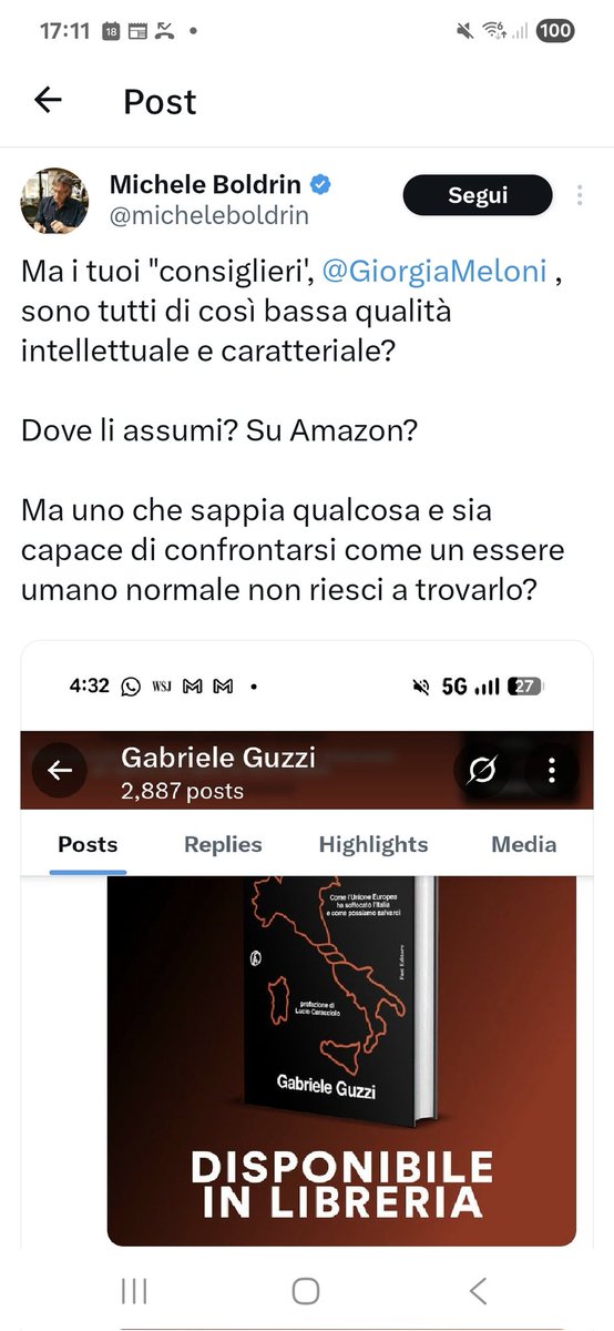 GabrieleGuzzi's tweet photo. I liberisti in salsa italiana sono tutti così. 

Hanno meno voti di mia nonna alle elezioni condominiali, si atteggiano come piccoli ego impettiti, appena gli tocchi l'UE reagiscono con una goffaggine imbarazzante.

Non sono consigliere di Meloni. Non so neanche da dove abbia potuto prendere un'informazione così assurda. Non lo sono mai stato.

Perchè diffondere tali menzogne con questa superficialità? 

Ma so che sono in buona fede. Sono solo un po' agitati quando gli tocchi il nervo scoperto dell'Eurosuicidio e, come ci ricordiamo, a volte ci si può sbagliare coi link 😙.