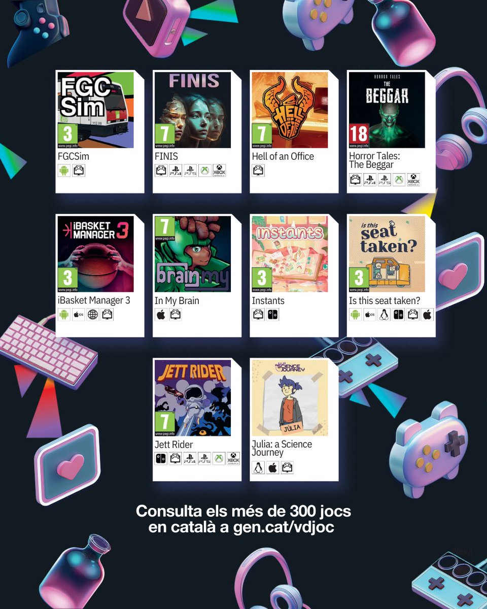 🔎 Vols saber quins videojocs ja estan disponibles en català?
Consulta VDJOC, el portal que recull més de 300 videojocs comercials en català.
Descobreix-los tots aquí 👉 gen.cat/vdjoc