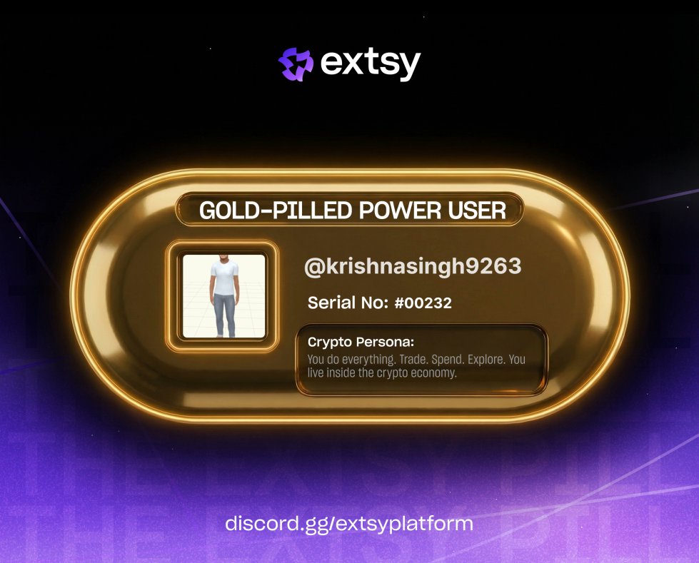 Just uncovered my EXTSY Pill 

Entering the utility-first crypto neobank built for real-world use by @extsyPlatform.

Which Pill did you reveal?

discord.gg/2mTVMUMHUQ