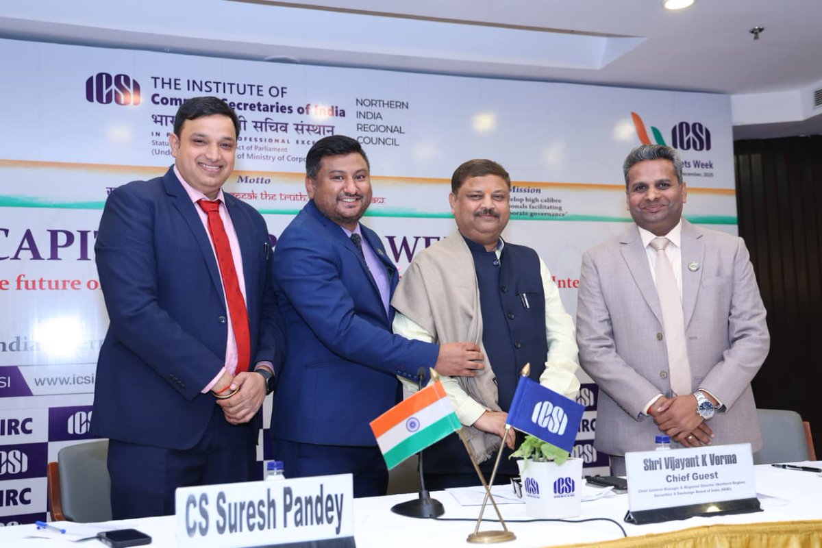 icsi_cs's tweet photo. Shri Vijayant Kumar Verma, Chief General Manager & Regional Director (Northern Region) of #SEBI graces #ICSI #CapitalMarketsWeek - Northern Region in New Delhi @SEBI_India https://t.co/XRkyqZWFtI