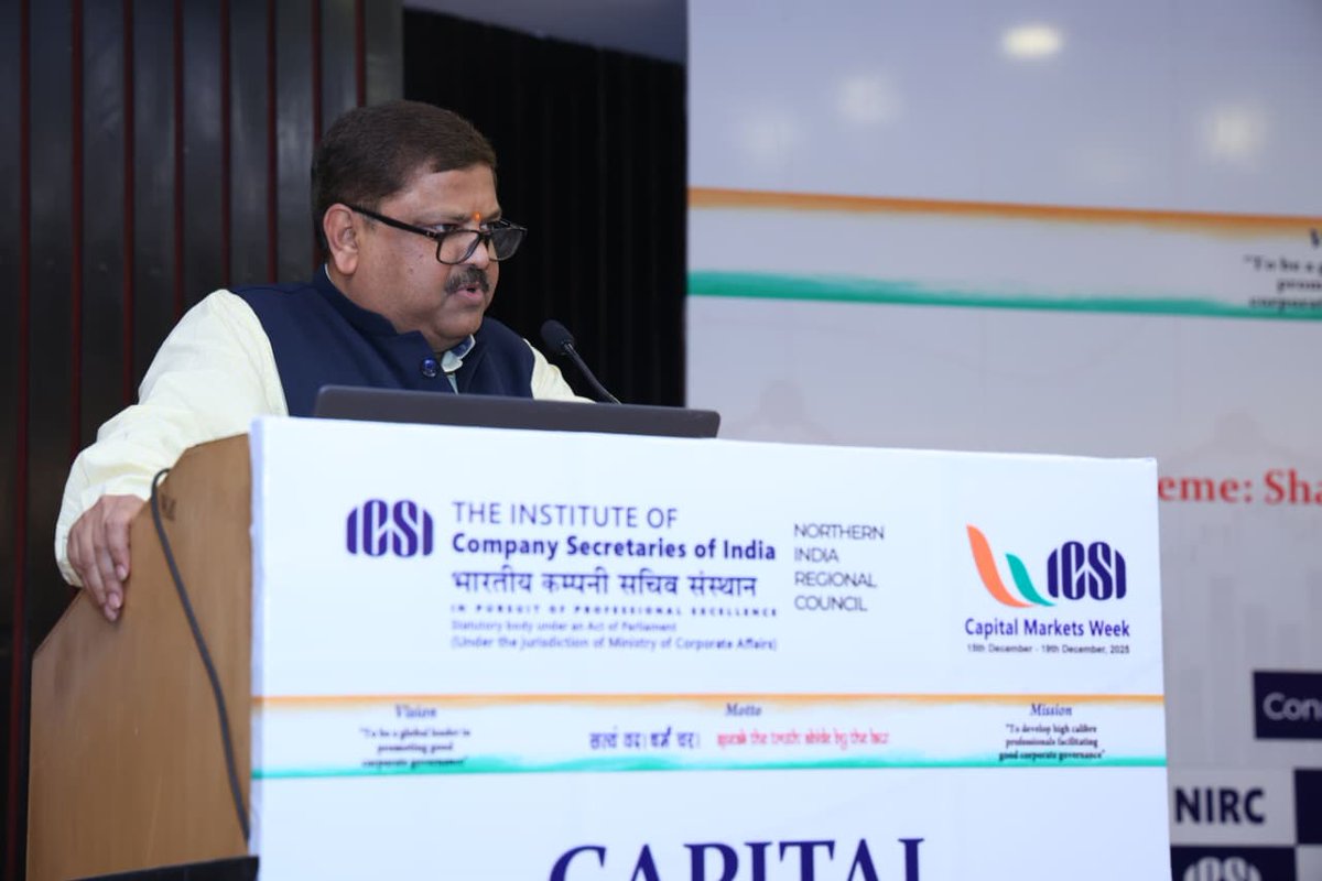 icsi_cs's tweet photo. Shri Vijayant Kumar Verma, Chief General Manager & Regional Director (Northern Region) of #SEBI graces #ICSI #CapitalMarketsWeek - Northern Region in New Delhi @SEBI_India https://t.co/XRkyqZWFtI
