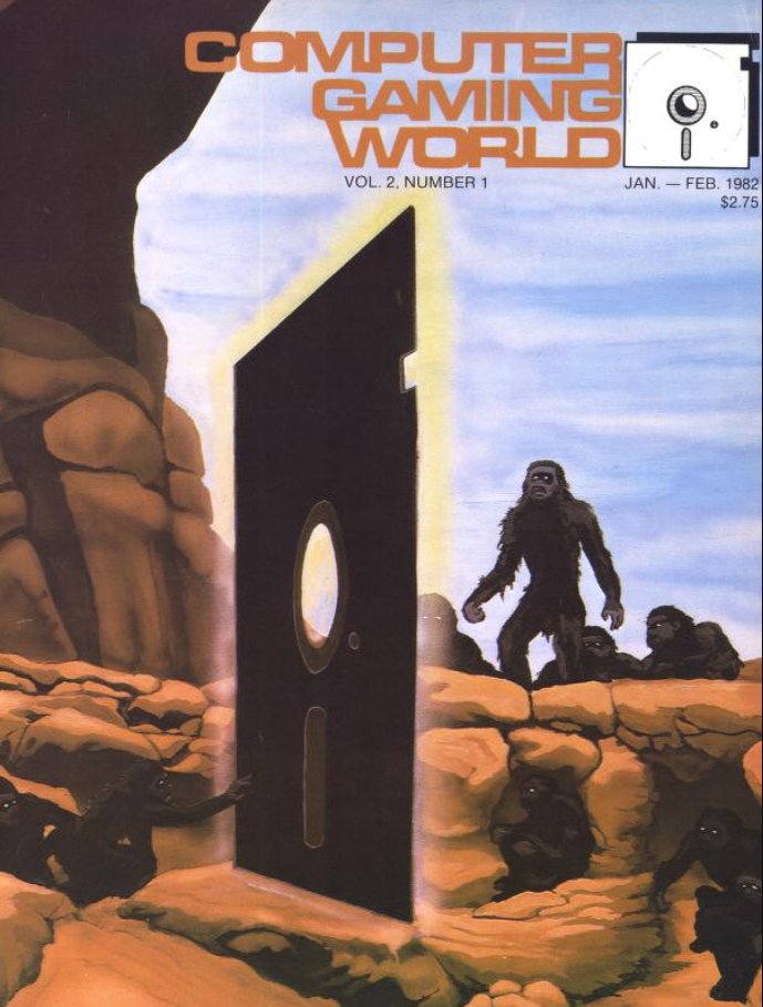 PulpLibrarian's tweet photo. Computer Gaming World, Jan-Feb 1982. Cover by Tim Finkas. https://t.co/0lqO83r8Tb