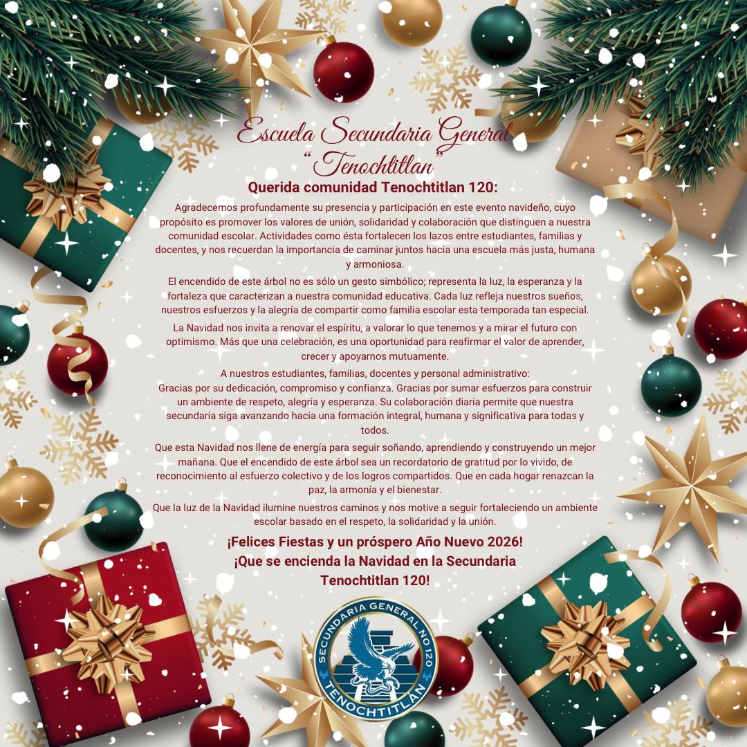 Sec_Tenoch120's tweet photo. Que esta Navidad llene sus hogares de paz, amor y esperanza. Que el nacimiento de Jesús renueve nuestros corazones y fortalezca los lazos de unión y solidaridad. ¡Feliz Navidad y un próspero Año Nuevo! 🎄✨ https://t.co/gmhUiqyCDC