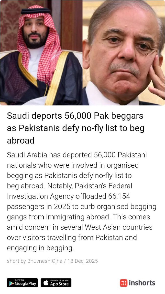 sanjeevchadha8's tweet image. #YehBharatKiBaatHai #Beggar
@mradul2991 @narendramodi गरीबी मे आटा गीला. Poor #Pakistan and esp #ShahbazSharif is world renowed beggar whose phone call no one wanted to attend. Now that his foreign currency earner ( Beggar) have been thrown out by its brotherhood. #Muslim country