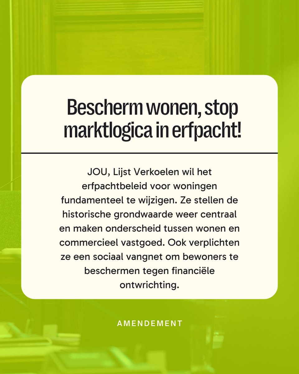Onze amendementen zetten wonen weer centraal in het erfpachtbeleid. Geen marktwerking bij woningen, wel duidelijke regels, betaalbaarheid en een verplicht sociaal vangnet. Zo wordt erfpacht weer bescherming in plaats van onzekerheid. #Erfpacht #Wonen #Rotterdam @ellenverkoelen