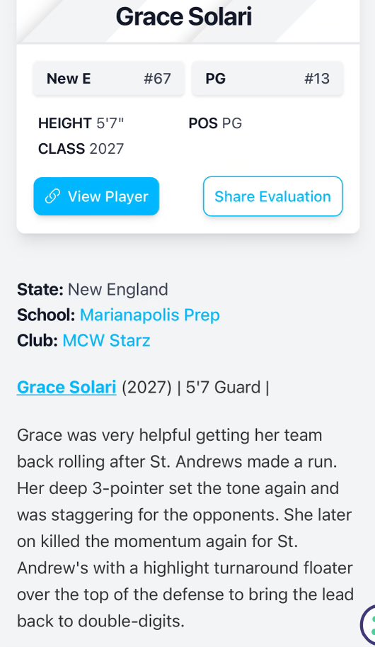 GraceSolari15's tweet photo. Thank you @PGHNewEngland for the write up!! 
@MPrepGBB @MCWSTARZ https://t.co/6JwkrvVwRp