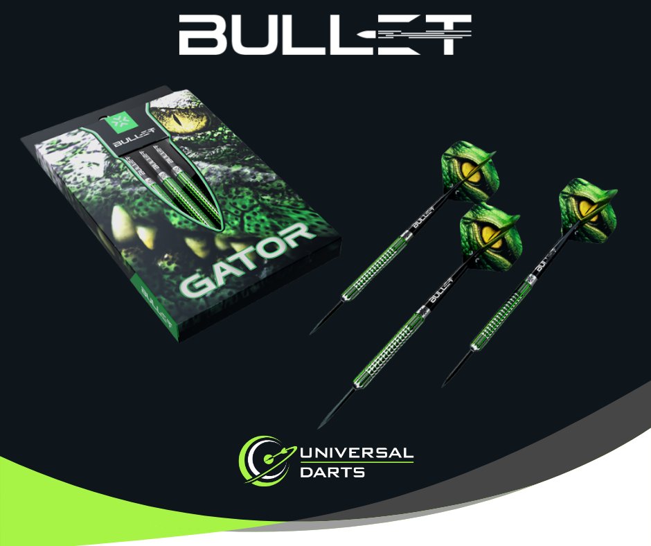 Introducing the brand NEW Gator Darts from BULLET — available now at Universal Darts.

Built with a fierce edge and crafted from premium 90% tungsten, the Gator Darts deliver precision, durability, and standout grip for players who demand more from their setup. Bold design.