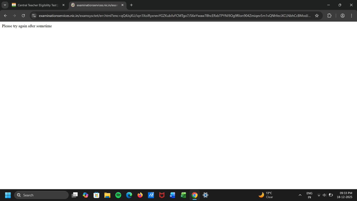 Abhisekh_World's tweet photo. This is seriously ridiculous and disgusting as well. #CBSE announced the #CTET application form submission date upto 18th Dec. 2025, but their website got crashed within announced time period. Screenshot attached of 3 different desktop browsers.
#CentralTeacherEligiblityTest https://t.co/YsfepHAgRG
