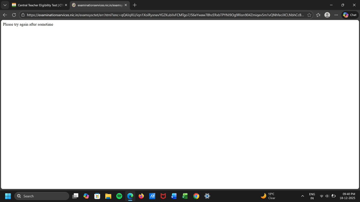 Abhisekh_World's tweet photo. This is seriously ridiculous and disgusting as well. #CBSE announced the #CTET application form submission date upto 18th Dec. 2025, but their website got crashed within announced time period. Screenshot attached of 3 different desktop browsers.
#CentralTeacherEligiblityTest https://t.co/YsfepHAgRG