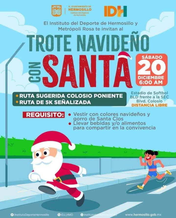 Me tocó ser la hija del Santa runner y con ese honor, los invito al Trote Navideño con Santa, “Hagamos comunidad”, que desde hace 10 años hemos realizado. 

Vamos, vamos 🏃🏻‍♀️🎅🏻🏃🏻‍♂️