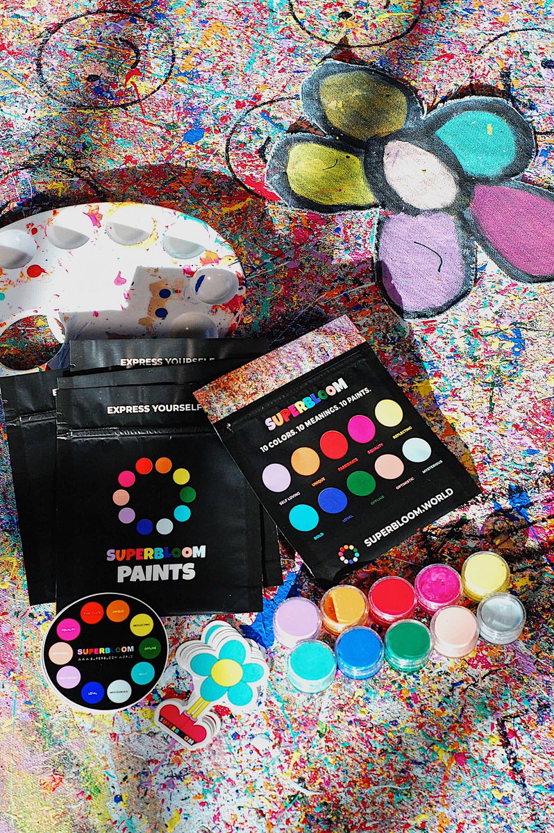 SUPERBLOOM Paint Kits for <a href="/PSArtMuseum/">PalmSpringsArtMuseum</a> Family+ Day 🎨 
Express yourself with 10 colors, ten meanings 🌼