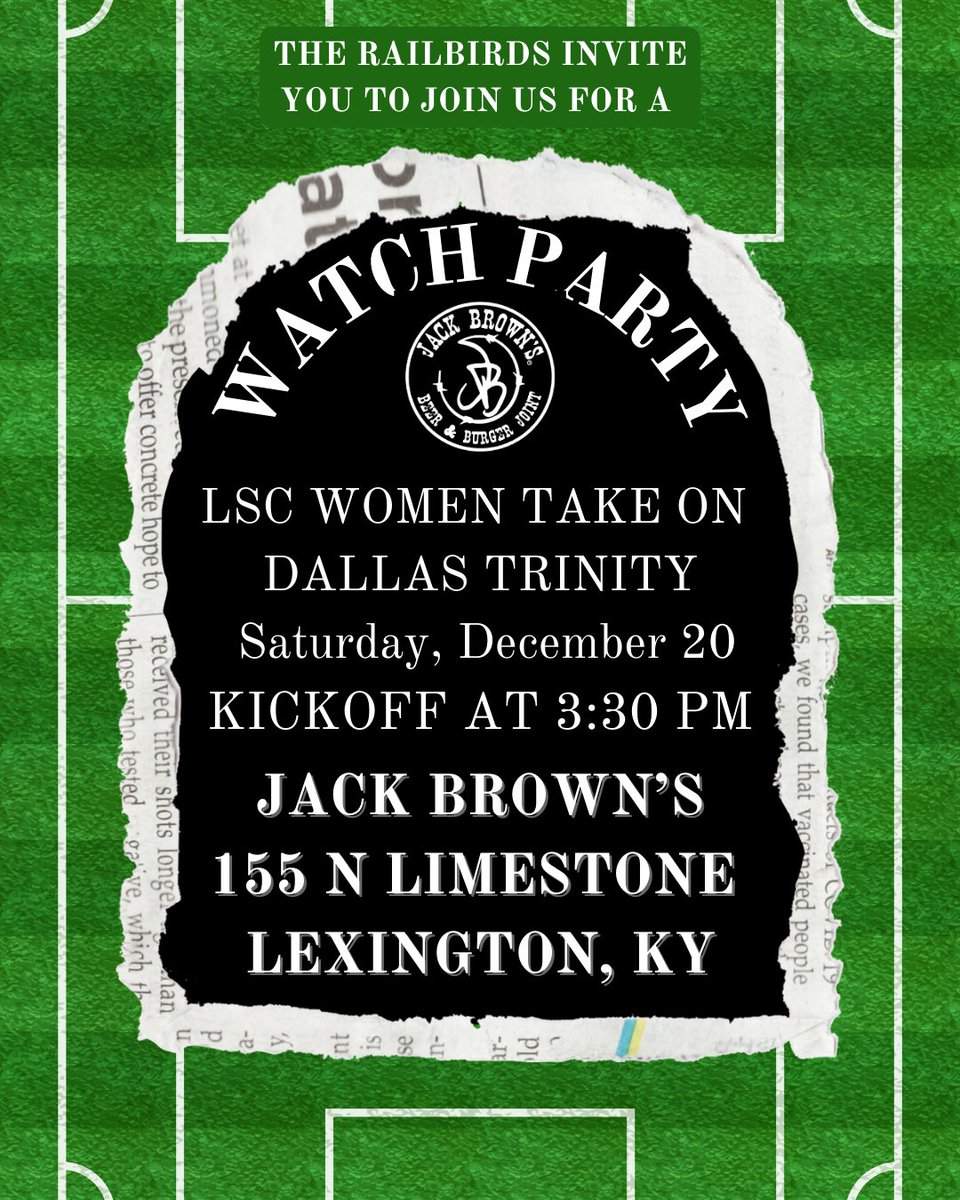 LAST TIME IN 2025 🎆
Let’s end the year the right way.

Lexington SC Women vs Dallas Trinity
🗓️ Saturday
⏰ 3:30 PM kickoff
📍 Jack Brown’s

One last time, cheering on Coach Mac leading the Gals in Green.