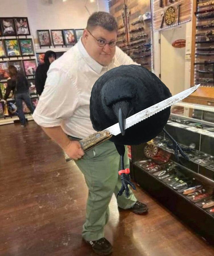 crow with knife tweet media