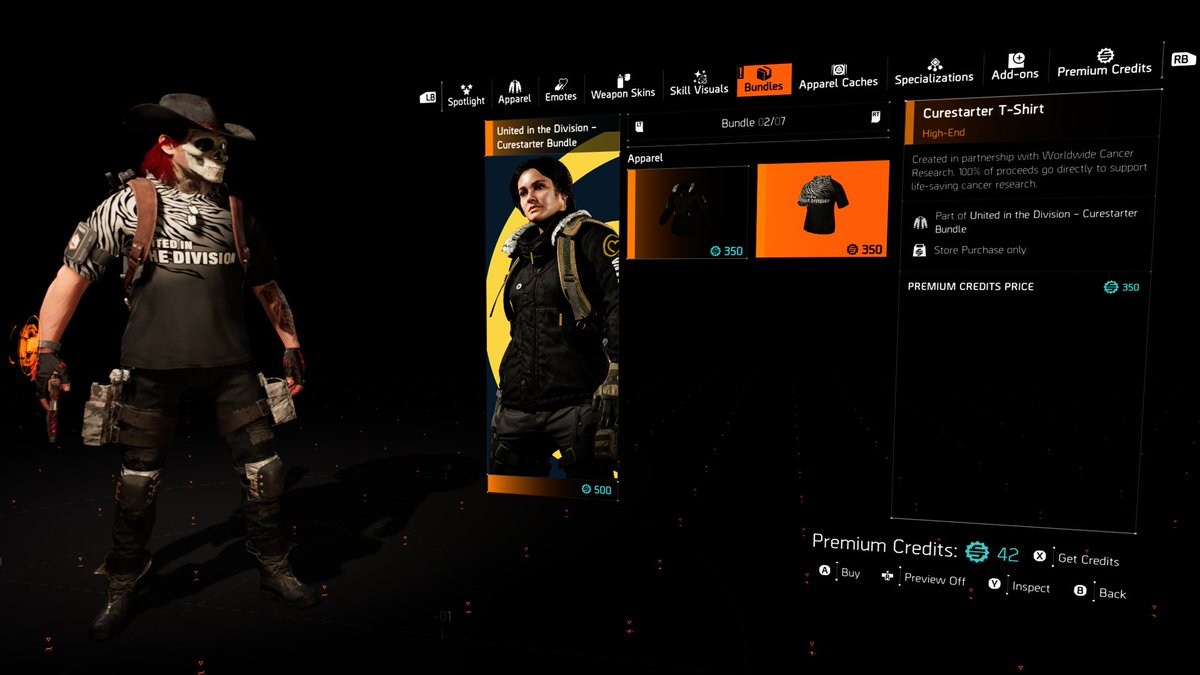Maverick__CW's tweet photo. Good job, @Ubisoft, @UbiMassive and @TheDivisionGame...good job.
โค๏ธ#ForJohn ๐๏ธ#TheDivision2
If apparel pieces are purchased separately,
that's 700 Premium Credits going to this cause versus the 500 for the bundle.
200 extra Credits to help a worthy cause.
Because... #FuckCancer. https://t.co/FpSUIgfVfr