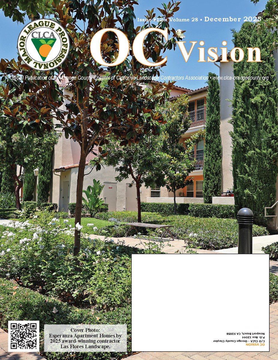 The most recent issue of the OC Vision is available to read online. Check it out at static1.squarespace.com/static/5f90fb4…
Cover Photo: Esperanza Apartment Homes by 2025 award-winning contractor Las Flores Landscape.
#clcaorangecounty #clca #greenindustry #ocvision #greenindustrynews