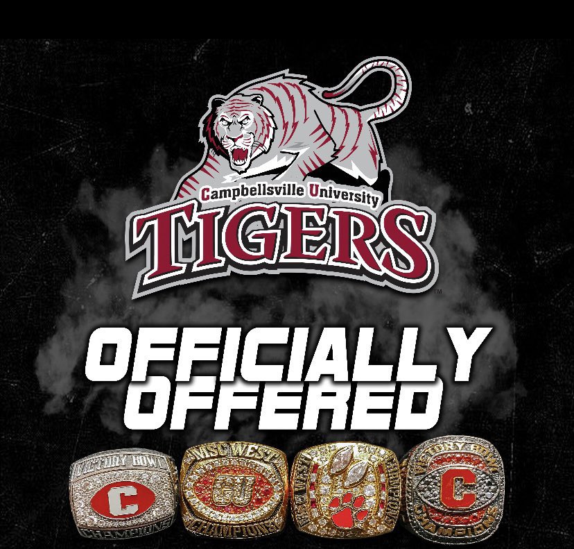 After a Great Conversation with <a href="/CoachHBrown8/">Hunter Brown</a> I’m blessed to receive an Offer from Campbellsville University 
<a href="/D_Marc11/">DaMarcus Ganaway Sr.</a> <a href="/SrHighFootball/">Owensboro Football</a> <a href="/CvilleTigersFB/">Campbellsville Football</a>