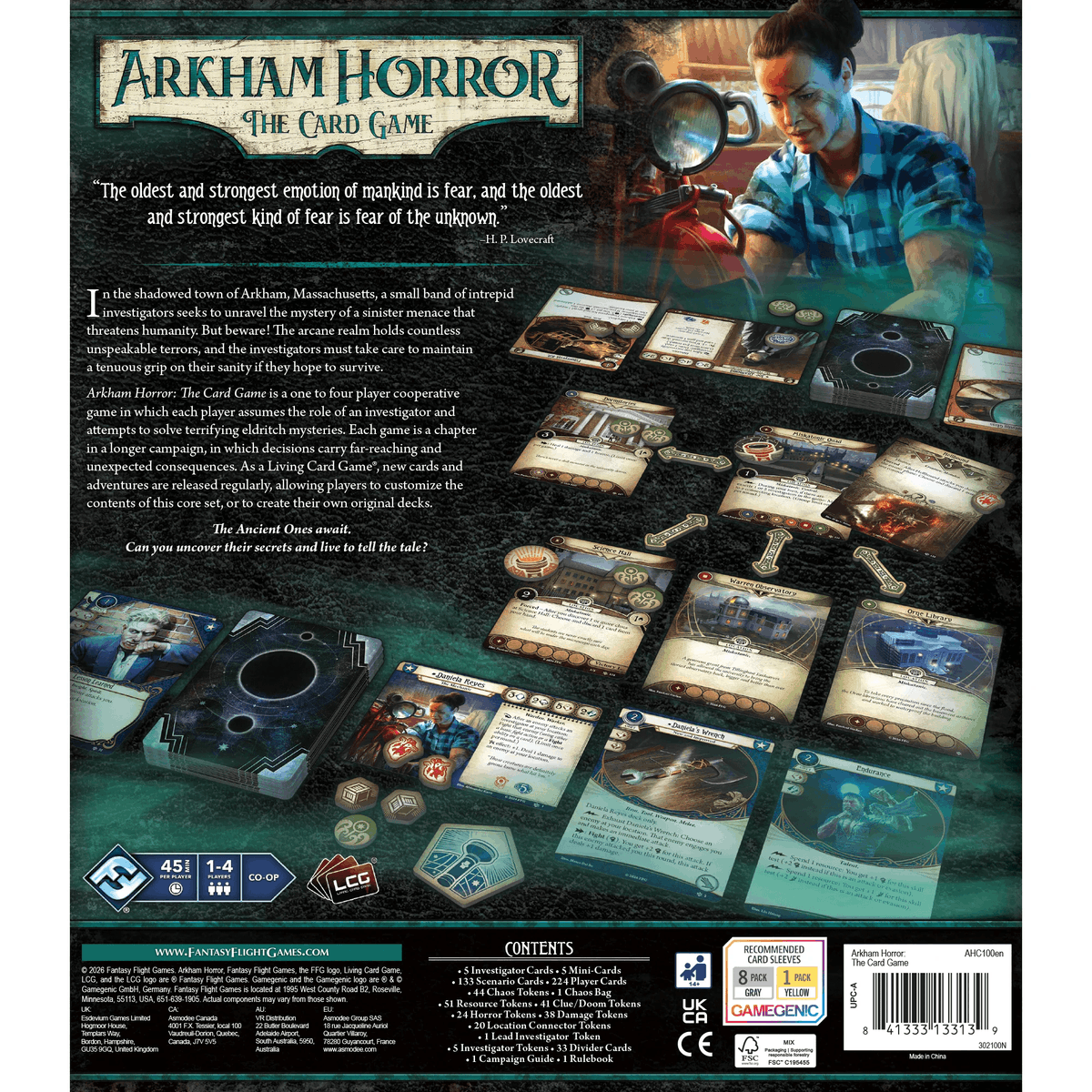ArkhamChronicle's tweet photo. Chapter two of @FFGames #ArkhamLCG is one step closer with the reveal of the back of the new core box. Look at those new location connectors. And can you spot the new Investigator tokens? Interesting! https://t.co/rTtdPSIntp