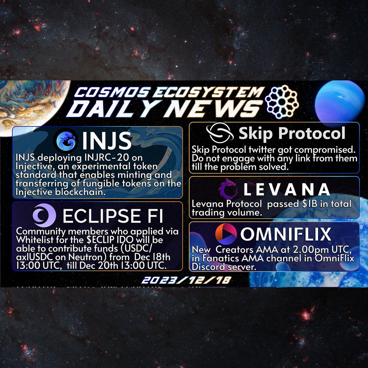 LexTheDarkSide's tweet photo. https://t.co/QG8R8oGCSu

@CosmosEcosystem #News #NFT #BirthDay

#ECLIP #FLIX #INJS #LEVANA #DAY #SKIP https://t.co/mgkVH3vDRK