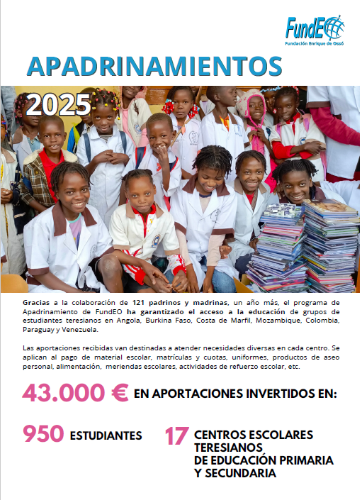 ongdFundEO's tweet photo. No podemos acabar el año sin dar las GRACIAS a las 121 madrinas y padrinos del PROGRAMA DE APADRINAMIENTO de FundEO, por haber hecho posible ayudar a 950 estudiantes. 
> https://t.co/WTdJGOZDzB
#apadrinamiento #educacion  #EducaciónQueTransforma #Ong @REDES_ONGD https://t.co/ulapIigZMR