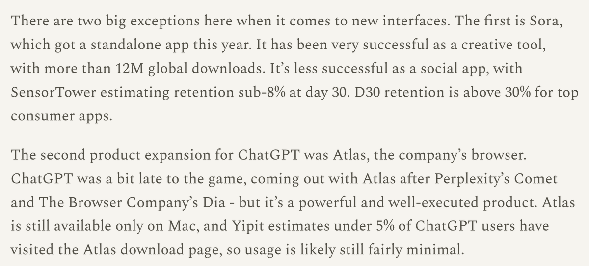 이 글에서 마지막으로 언급할 기업은 OpenAI입니다.
그들은 ChatGPT 인터페이스 내에서 더 많은 제품/기능을 출시하는 경향이 있었지만, Sora와 Atlas는 주목할 만한 예외였습니다.
소라는 창의적인