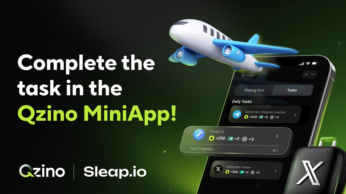 Partnership with <a href="/sleap_io/">Sleap</a> expands ✈️

We've added a new task in Qzino MiniApp — complete it and get an exclusive voucher for discounts on flights, hotels, transfers, and much more.

What you need to do:
Follow <a href="/sleap_io/">Sleap</a> on X and send them a DM to receive your voucher.

Plus,