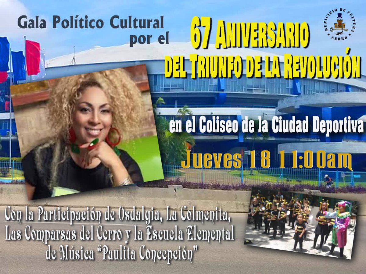 AlbertoArm24's tweet photo. SERVIRTE participando en la Gala político cultural por el 67 aniversario del triunfo de nuestra gloriosa Revolución en el Coliseo de la Ciudad Deportiva. @CServirte38629  @CubaCubacons  @CubaMicons  @DuanyFuentes  #ElCerroTieneLlave #CubaEstáFirme  #CubaVencerá https://t.co/8YZUA0t0Ek